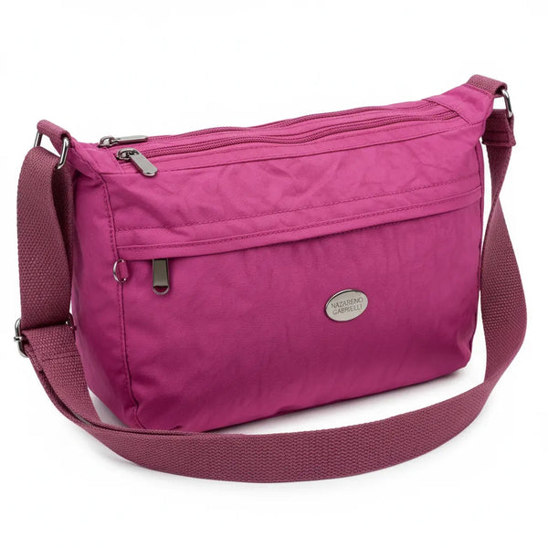Nazareno Gabrielli - Borsa 4 tasche zip mezzaluna Tracolla Donna in Nylon Multitasche Impermeabile e Leggera