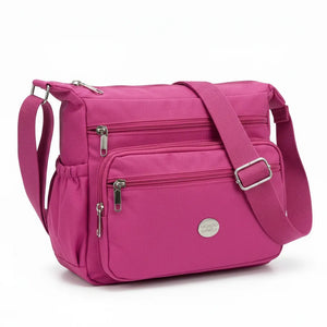 Nazareno Gabrielli - Borsa 5 tasche zip Tracolla Donna in Nylon Multitasche Impermeabile e Leggera