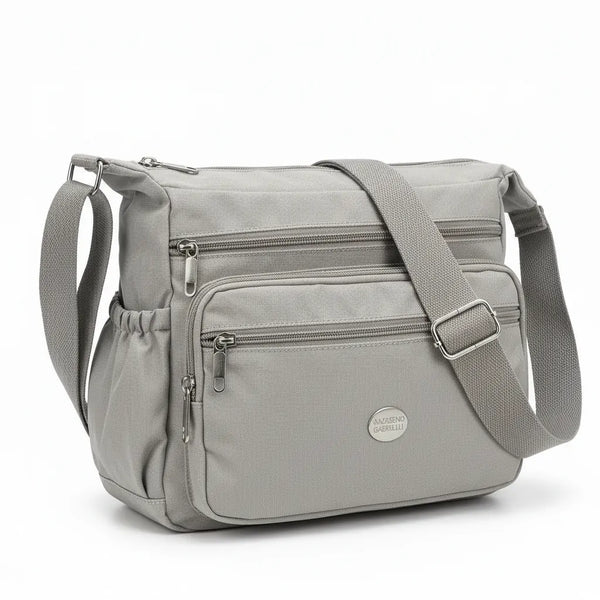 Nazareno Gabrielli - Borsa 5 tasche zip Tracolla Donna in Nylon Multitasche Impermeabile e Leggera
