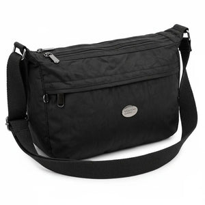 Nazareno Gabrielli - Borsa 4 tasche zip mezzaluna Tracolla Donna in Nylon Multitasche Impermeabile e Leggera