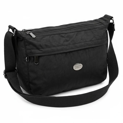 Nazareno Gabrielli - Borsa 4 tasche zip mezzaluna Tracolla Donna in Nylon Multitasche Impermeabile e Leggera