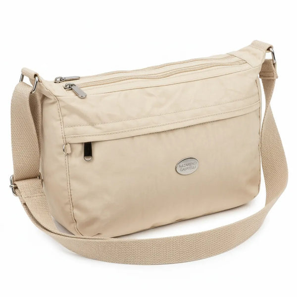 Nazareno Gabrielli - Borsa 4 tasche zip mezzaluna Tracolla Donna in Nylon Multitasche Impermeabile e Leggera