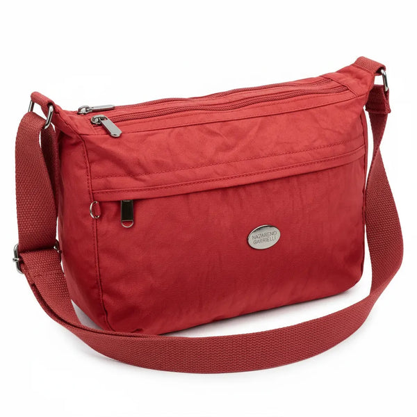 Nazareno Gabrielli - Borsa 4 tasche zip mezzaluna Tracolla Donna in Nylon Multitasche Impermeabile e Leggera