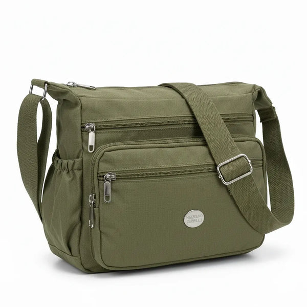 Nazareno Gabrielli - Borsa 5 tasche zip Tracolla Donna in Nylon Multitasche Impermeabile e Leggera