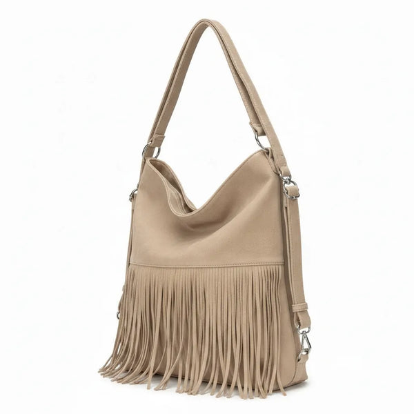 Sweet Years - Borsa monomanico spalla frange grande simil pelle camoscio scamosciata