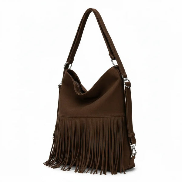 Sweet Years - Borsa monomanico spalla frange grande simil pelle camoscio scamosciata