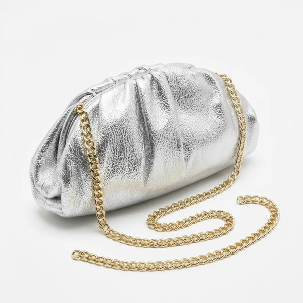 La Nuvola - Borsa in Vera Pelle Italiana a Arricciata firmata GYOIAMEA Pouch Bag Clutch chiusura a scatto (Copia)