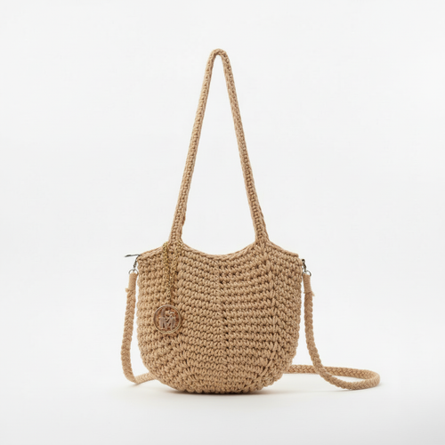 La Delta - Borsa firmata Gyoiamea a Tracolla in Cotone Intrecciato all'Uncinetto tote bag spalla