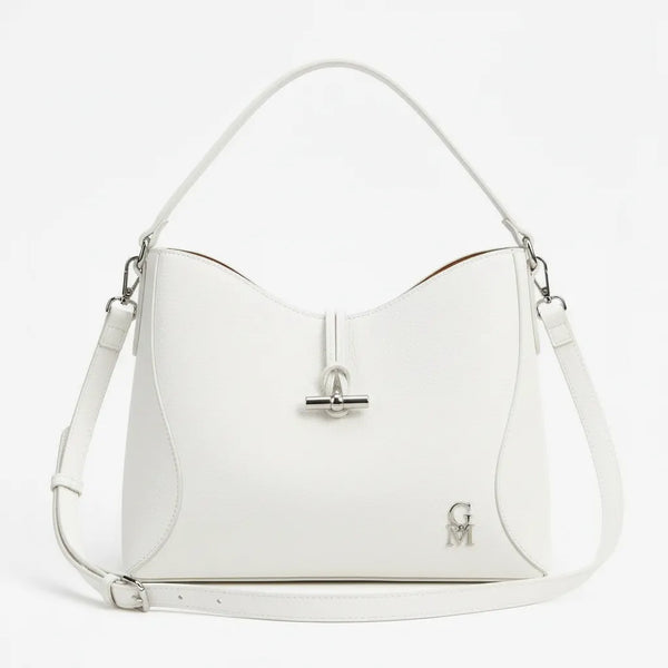 La Orbita - Borsa in Vera Pelle Italiana a sacco secchio rigida con pochette elegante sportiva