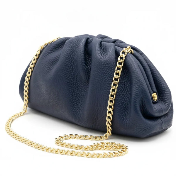 La Nuvola - Borsa in Vera Pelle Italiana a Arricciata firmata GYOIAMEA Pouch Bag Clutch chiusura a scatto (Copia)