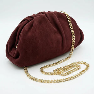 La Nuvola scamosciata  - Borsa in Vera Pelle Italiana a Arricciata firmata GYOIAMEA Pouch Bag Clutch chiusura a scatto