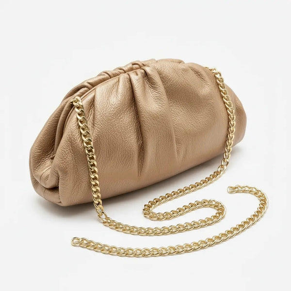 La Nuvola - Borsa in Vera Pelle Italiana a Arricciata firmata GYOIAMEA Pouch Bag Clutch chiusura a scatto (Copia)