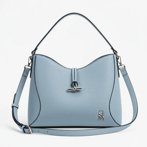 La Orbita - Borsa in Vera Pelle Italiana a sacco secchio rigida con pochette elegante sportiva
