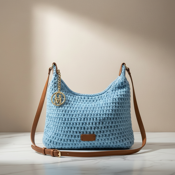 L'Albina- Borsa firmata Gyoiamea a Tracolla in Cotone Intrecciato all'Uncinetto