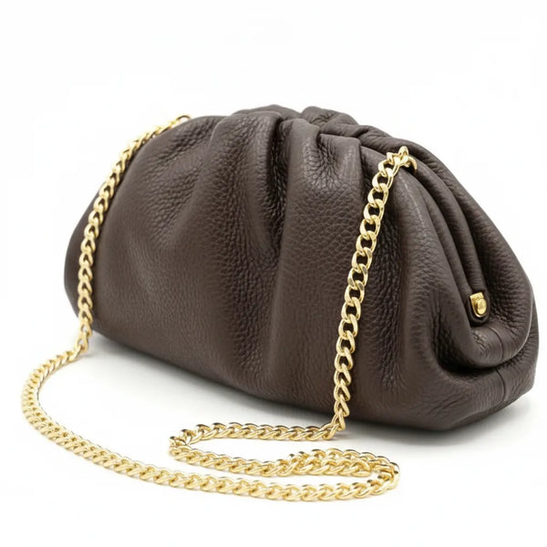 La Nuvola - Borsa in Vera Pelle Italiana a Arricciata firmata GYOIAMEA Pouch Bag Clutch chiusura a scatto (Copia)