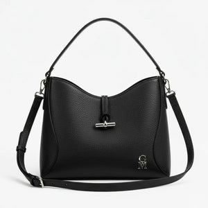 La Orbita - Borsa in Vera Pelle Italiana a sacco secchio rigida con pochette elegante sportiva