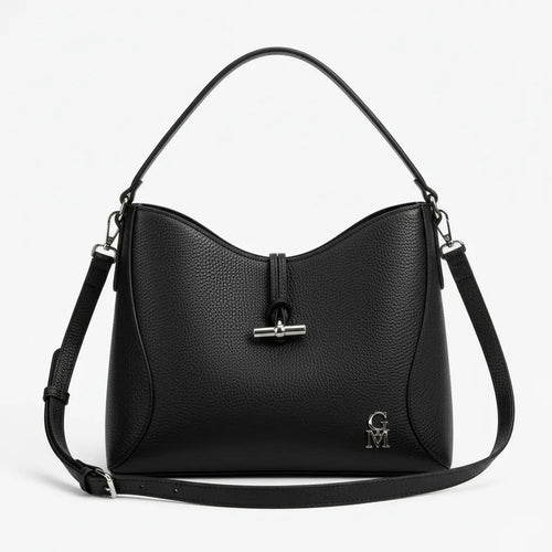 La Orbita - Borsa in Vera Pelle Italiana a sacco secchio rigida con pochette elegante sportiva