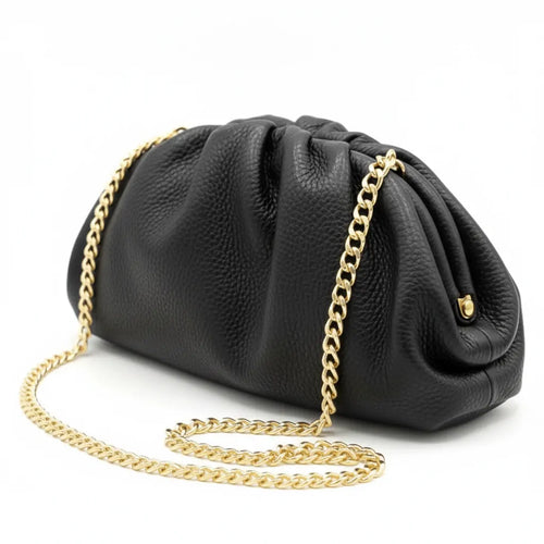 La Nuvola - Borsa in Vera Pelle Italiana a Arricciata firmata GYOIAMEA Pouch Bag Clutch chiusura a scatto (Copia)