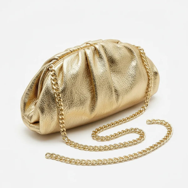 La Nuvola - Borsa in Vera Pelle Italiana a Arricciata firmata GYOIAMEA Pouch Bag Clutch chiusura a scatto (Copia)