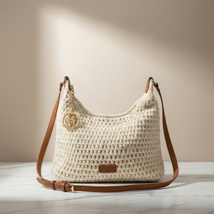 L'Albina- Borsa firmata Gyoiamea a Tracolla in Cotone Intrecciato all'Uncinetto