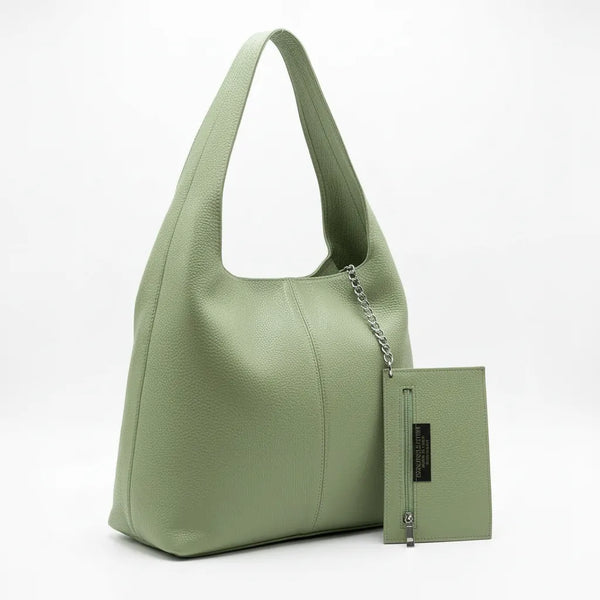 La Sacca - Borsa in Vera Pelle Italiana a sacco con pochette morbida firmata GYOIAMEA