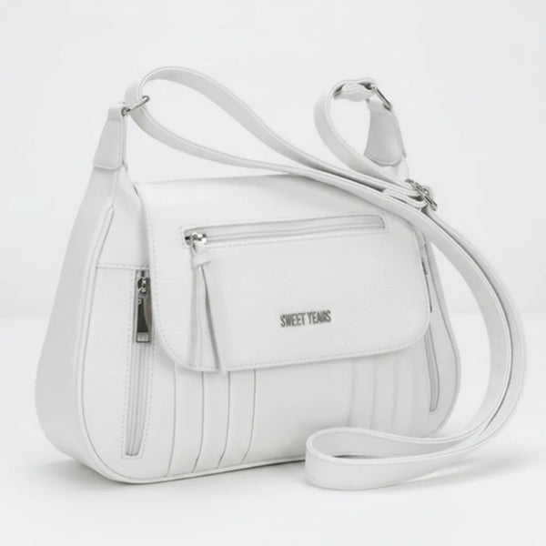 Sweet Years - Tracolla in simil pelle multi tasche 5 zip comoda capiente con platta