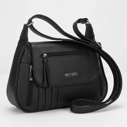 Sweet Years - Tracolla in simil pelle multi tasche 5 zip comoda capiente con platta