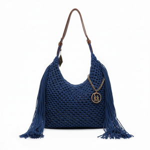La Caowboy gemma - Borsa firmata Gyoiamea Corda Intrecciata con Frange Laterali e Manico in Cuoio – Stile Boho