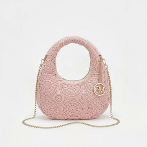 L'Allegra - Borsa firmata Gyoiamea a mezzaluna borsetta Pizzo Macramè