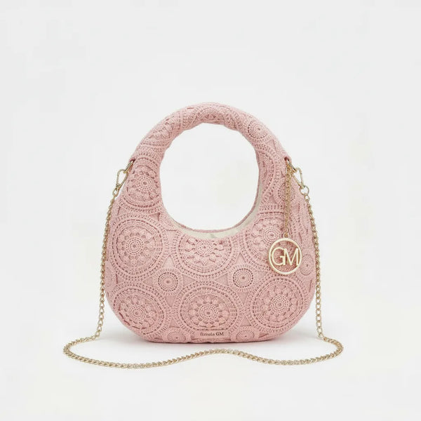 L'Allegra - Borsa firmata Gyoiamea a mezzaluna borsetta Pizzo Macramè