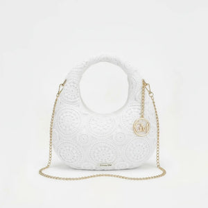 L'Allegra - Borsa firmata Gyoiamea a mezzaluna borsetta Pizzo Macramè