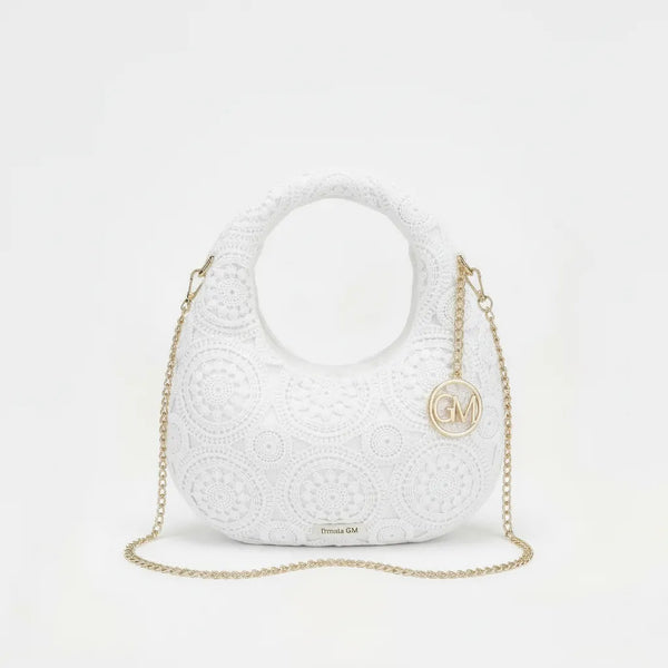 L'Allegra - Borsa firmata Gyoiamea a mezzaluna borsetta Pizzo Macramè