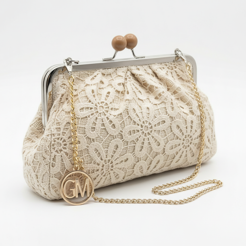 La Natasha - Borsa firmata Gyoiamea Pizzo Macramè clucht borsetta con catena