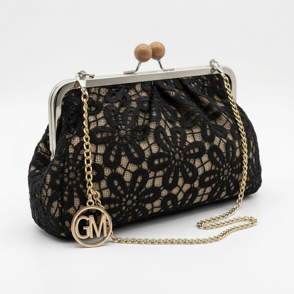 La Natasha - Borsa firmata Gyoiamea Pizzo Macramè clucht borsetta con catena