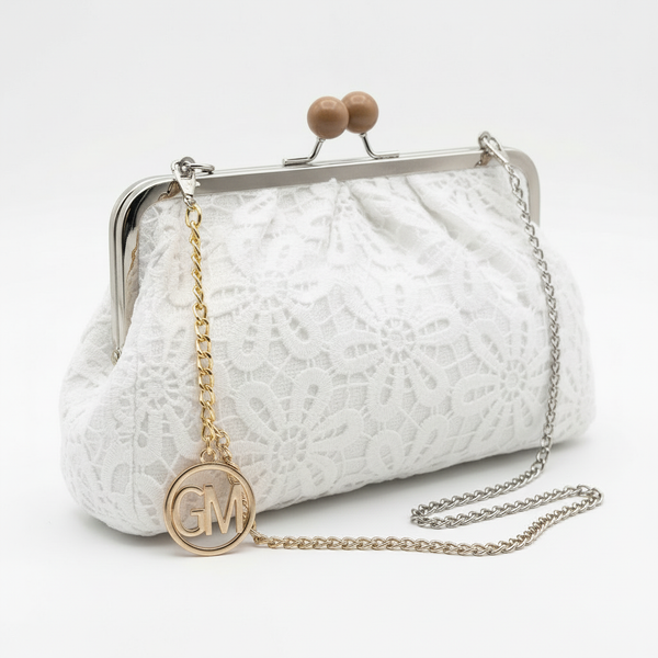 La Natasha - Borsa firmata Gyoiamea Pizzo Macramè clucht borsetta con catena