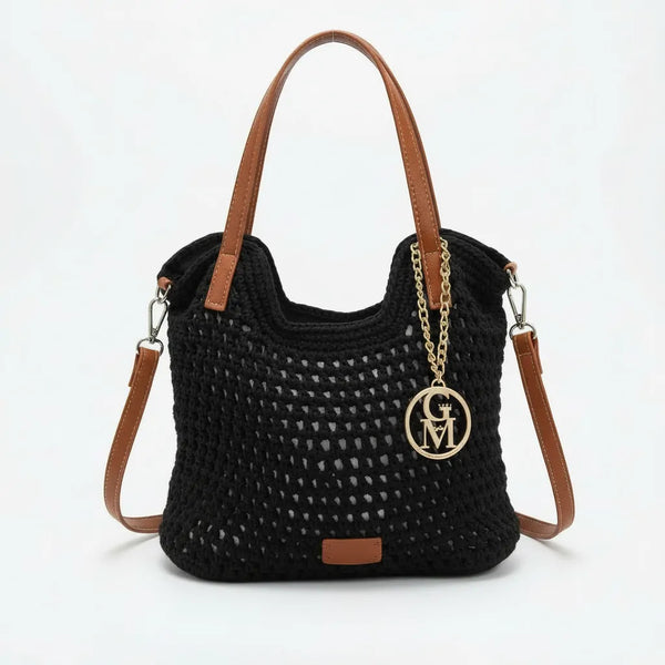 La Ninfea - Borsa firmata Gyoiamea a uncinetto cordino ricamato tote bag a spalla tracolla