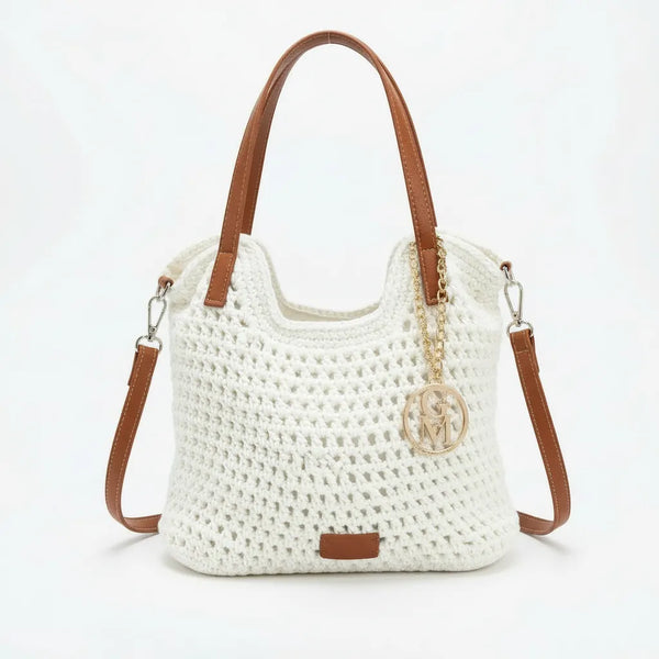 La Ninfea - Borsa firmata Gyoiamea a uncinetto cordino ricamato tote bag a spalla tracolla