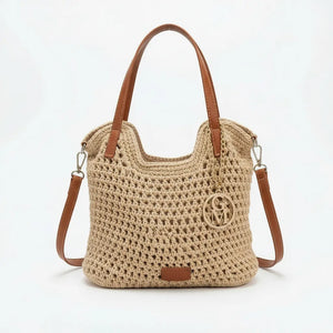 La Ninfea - Borsa firmata Gyoiamea a uncinetto cordino ricamato tote bag a spalla tracolla
