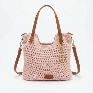 La Ninfea - Borsa firmata Gyoiamea a uncinetto cordino ricamato tote bag a spalla tracolla
