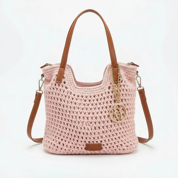 La Ninfea - Borsa firmata Gyoiamea a uncinetto cordino ricamato tote bag a spalla tracolla