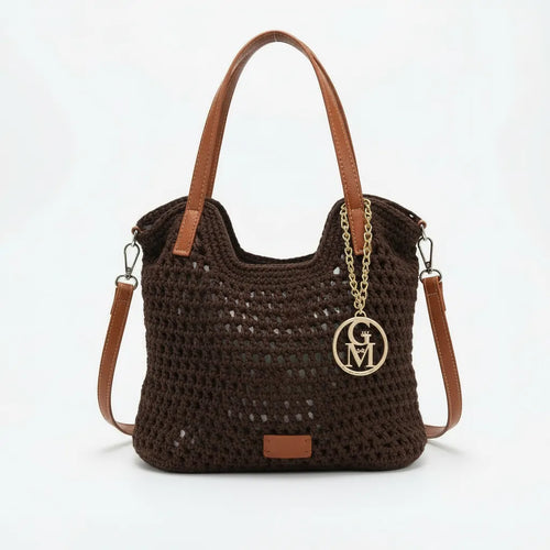 La Ninfea - Borsa firmata Gyoiamea a uncinetto cordino ricamato tote bag a spalla tracolla