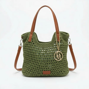 La Ninfea - Borsa firmata Gyoiamea a uncinetto cordino ricamato tote bag a spalla tracolla