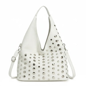 Dudlin- Borsa monomanico spalla borchie grande simil pelle borchiata