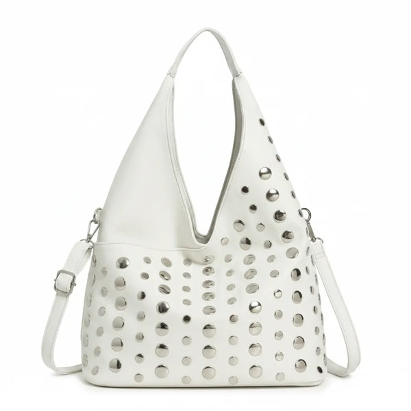 Dudlin- Borsa monomanico spalla borchie grande simil pelle borchiata