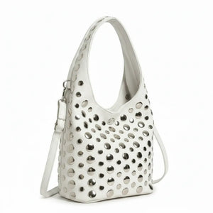 Dudlin- Borsa monomanico secchio spalla borchie grande simil pelle borchiata