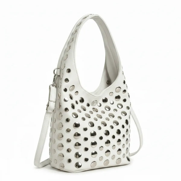 Dudlin- Borsa monomanico secchio spalla borchie grande simil pelle borchiata