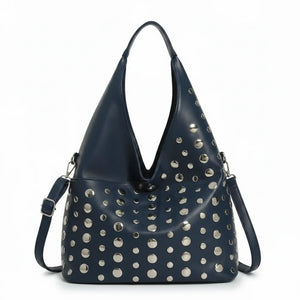 Dudlin- Borsa monomanico spalla borchie grande simil pelle borchiata