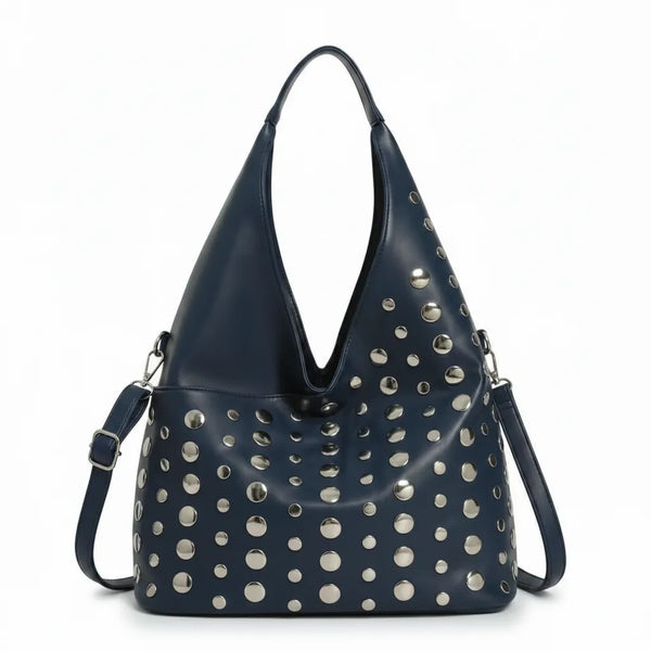 Dudlin- Borsa monomanico spalla borchie grande simil pelle borchiata