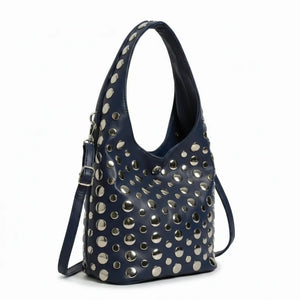 Dudlin- Borsa monomanico secchio spalla borchie grande simil pelle borchiata