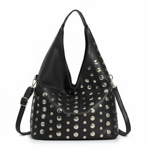 Dudlin- Borsa monomanico spalla borchie grande simil pelle borchiata